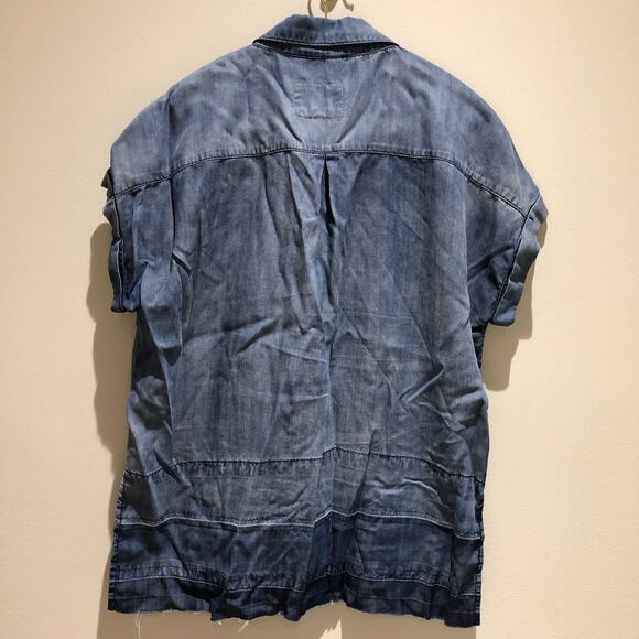 Rails Shirt Women's XS Courtney Chambray Button Down Raw Released Hem Blue - Picture 7 of 10